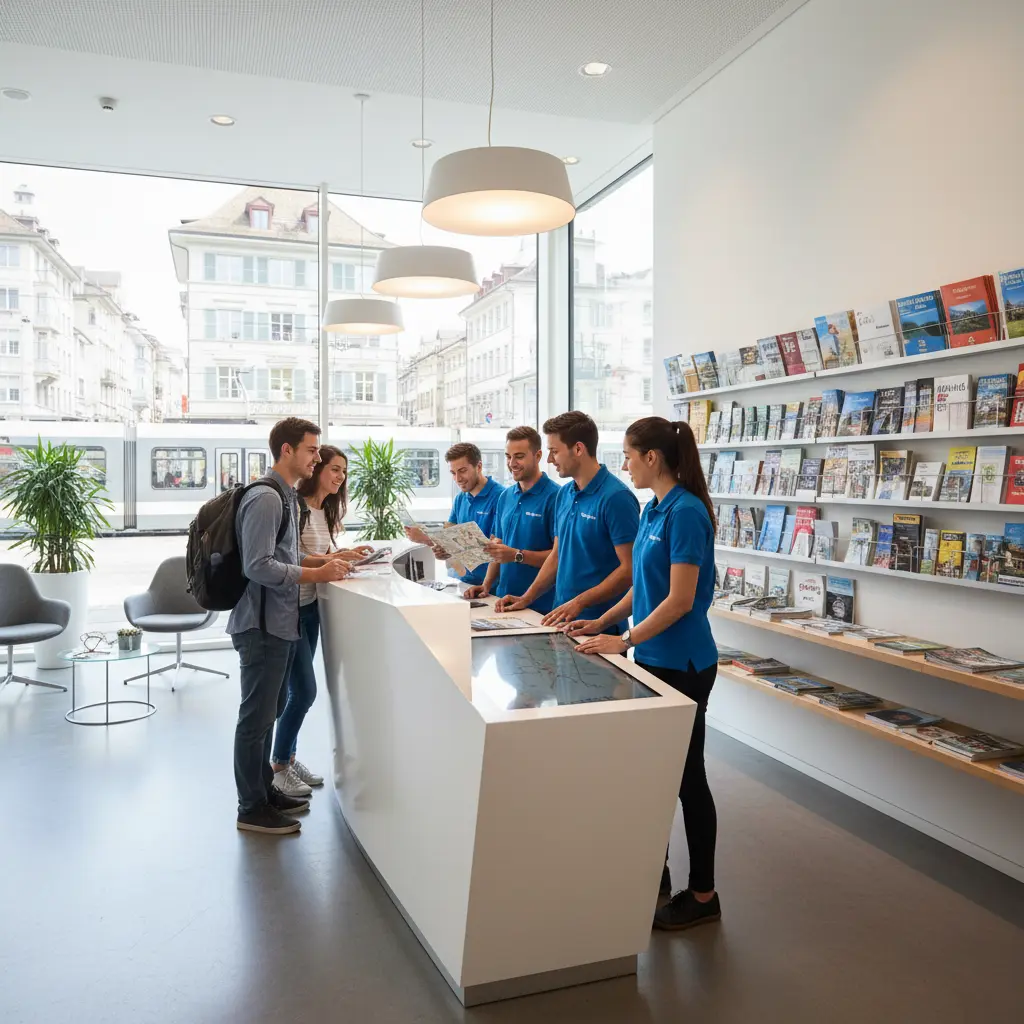 Innenansicht des VignetteVia Tourist Centre Zürich